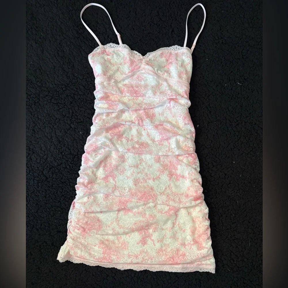 Limited edition LoveShackFancy x Victoria’s Secret PINK lace minidress.